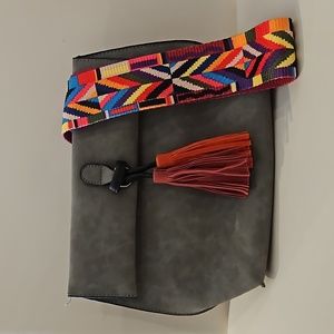 Faux suede crossbody bag